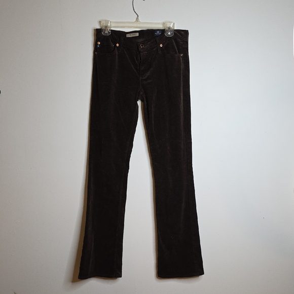 AG Adriano Goldschmied Chocolate Corduroy Flare Jeans Size 28 - Picture 1 of 8